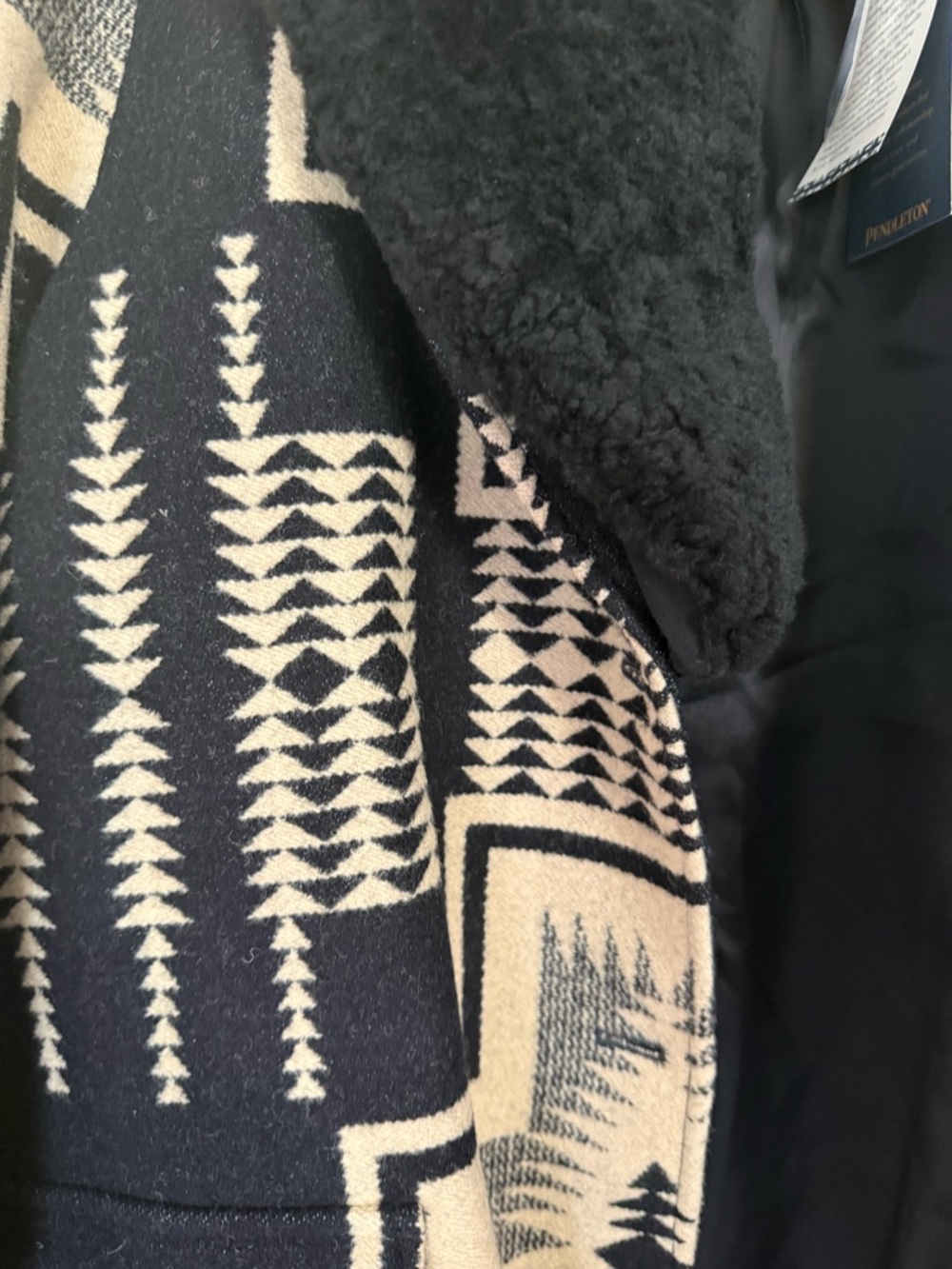 Pendleton Harding Shearling Collar Wool Coat – Women’s XXL – Black/Cream Pattern - Picture 11 of 12